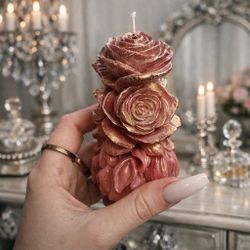 Rose Pillar Candle 100% Beeswax