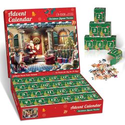 Puzzle Advent Calendar Christmas Puzzle - Santa Claus Delivers Gifts, 24 Boxes 1008 Pieces puzzles for adults Kids Christmas Countdown Calendar C