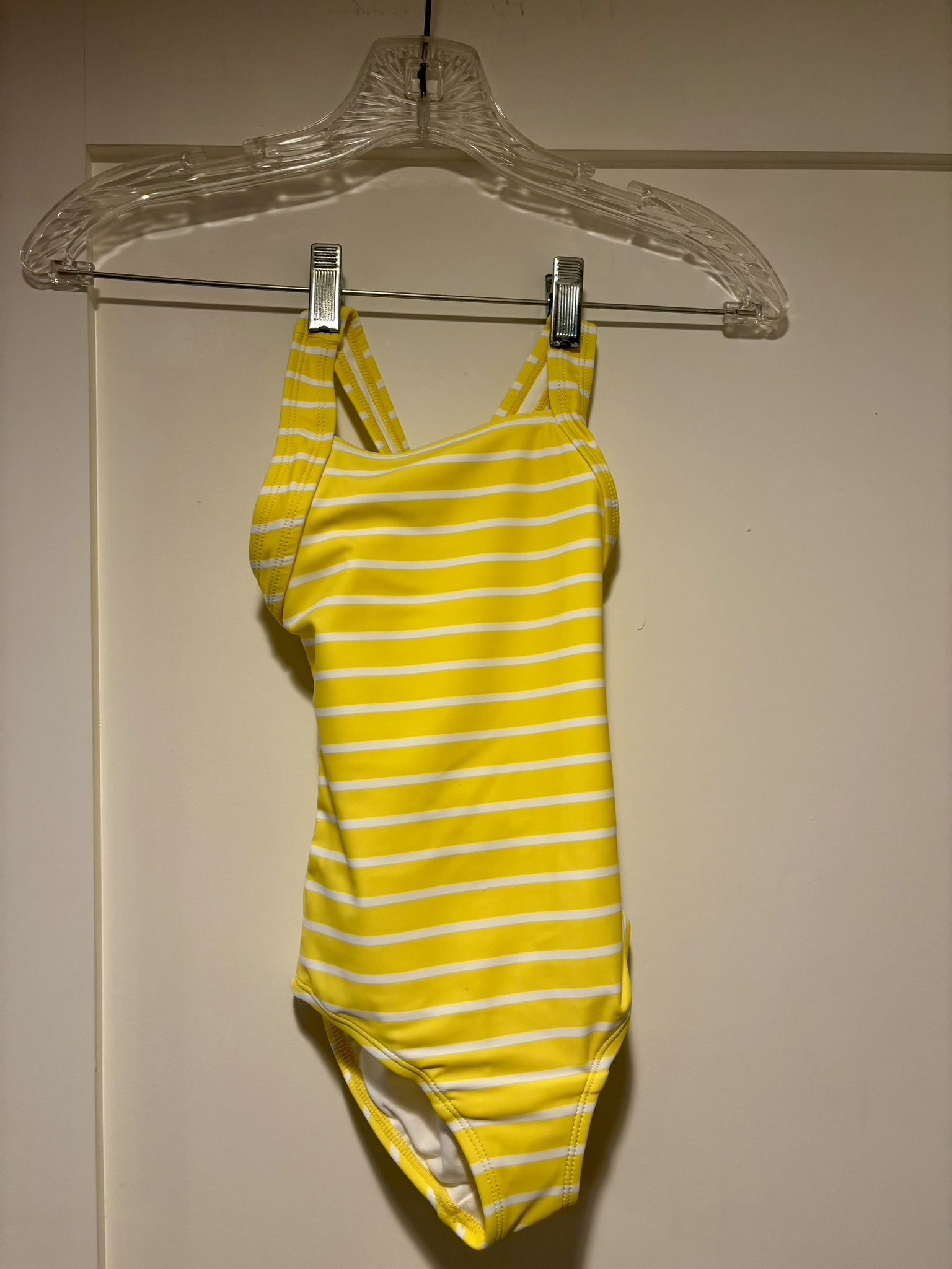 NWT Hanna Andersson Yellow & White Striped girls swimsuit 100cm Size 3/4