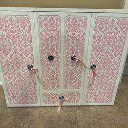 BATTAT Wood Armoire Closet Wardrobe Vanity fits 18" American Girl Doll Clothing