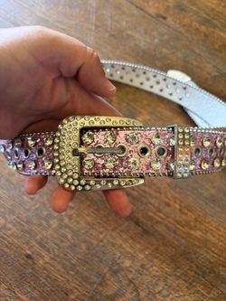 Pink studded rhinestone belt
