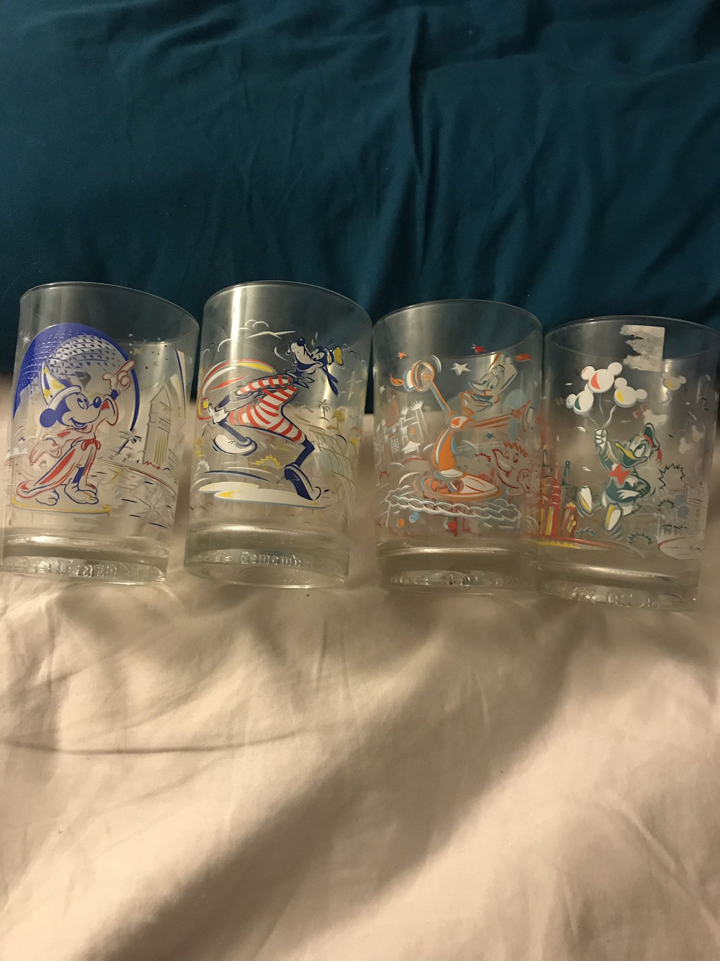 Set of 4 Walt Disney Heavy Collectable Drink Glasses Best and Final Price Reduction