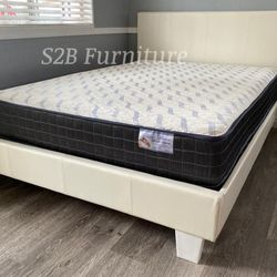 Ck White Platform Bed With Ortho Mattress!