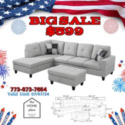 Independence Big Sale 🚨🔥 Sectionals With FREE Ottoman For Only $599 🚛 