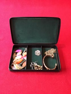 Levenger Leather Jewelry Case with misc. Costume Jewelry