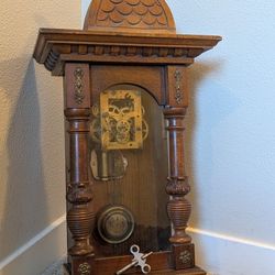 Antique German musical project clock. Decorative collectible art wall hanging, or can try to find the missing parts for a rebuild project.  
