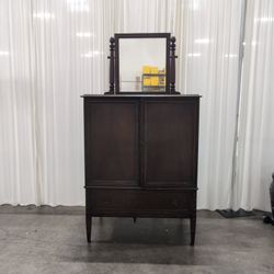 Traditional Dark Stained Wood Dresser with Side Doors