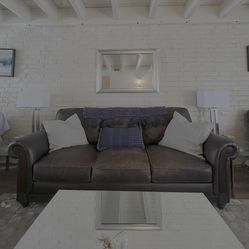 Brown Leather Couch 