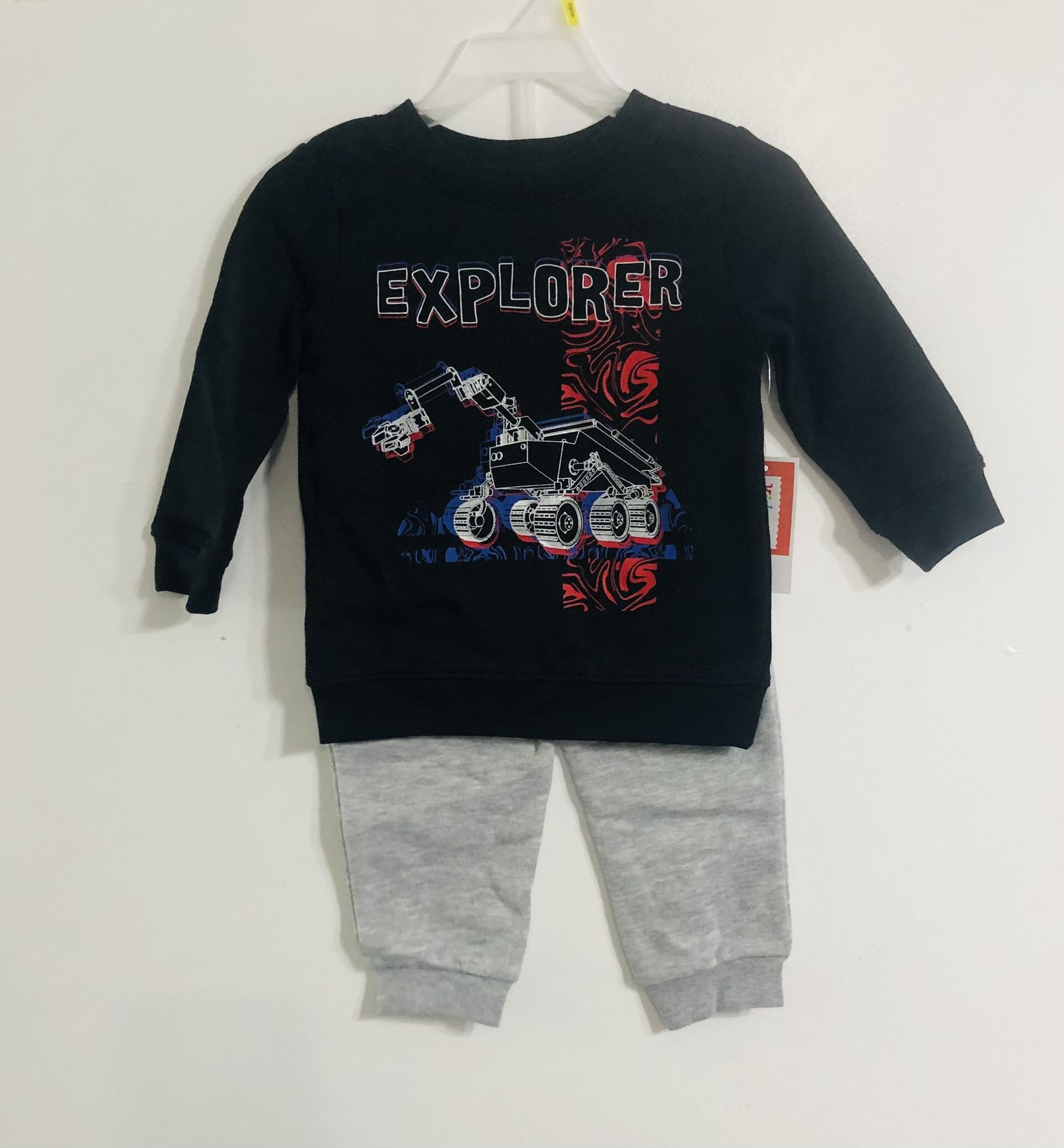 Boy’s 2pcs set sweatshirt explorer truck pullover / jogger gray 12M