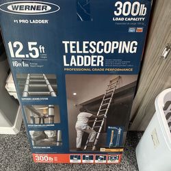 Werner telescoping ladder 12.5ft reaches to 16.5ft 300 pound rated retail