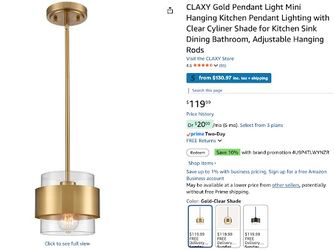Gold Pendant Light. Single. Available 4.