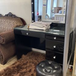 Black Vanity W/ Stool 