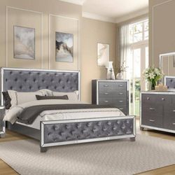 Brand New Silver King Size 6pc Bedroom Set