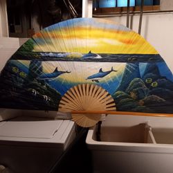 Above And Below.5ft.wide Hand Painted Art Wall Fan