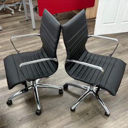 Executive Office Chair for Sale – Black Leather, Chrome Frame