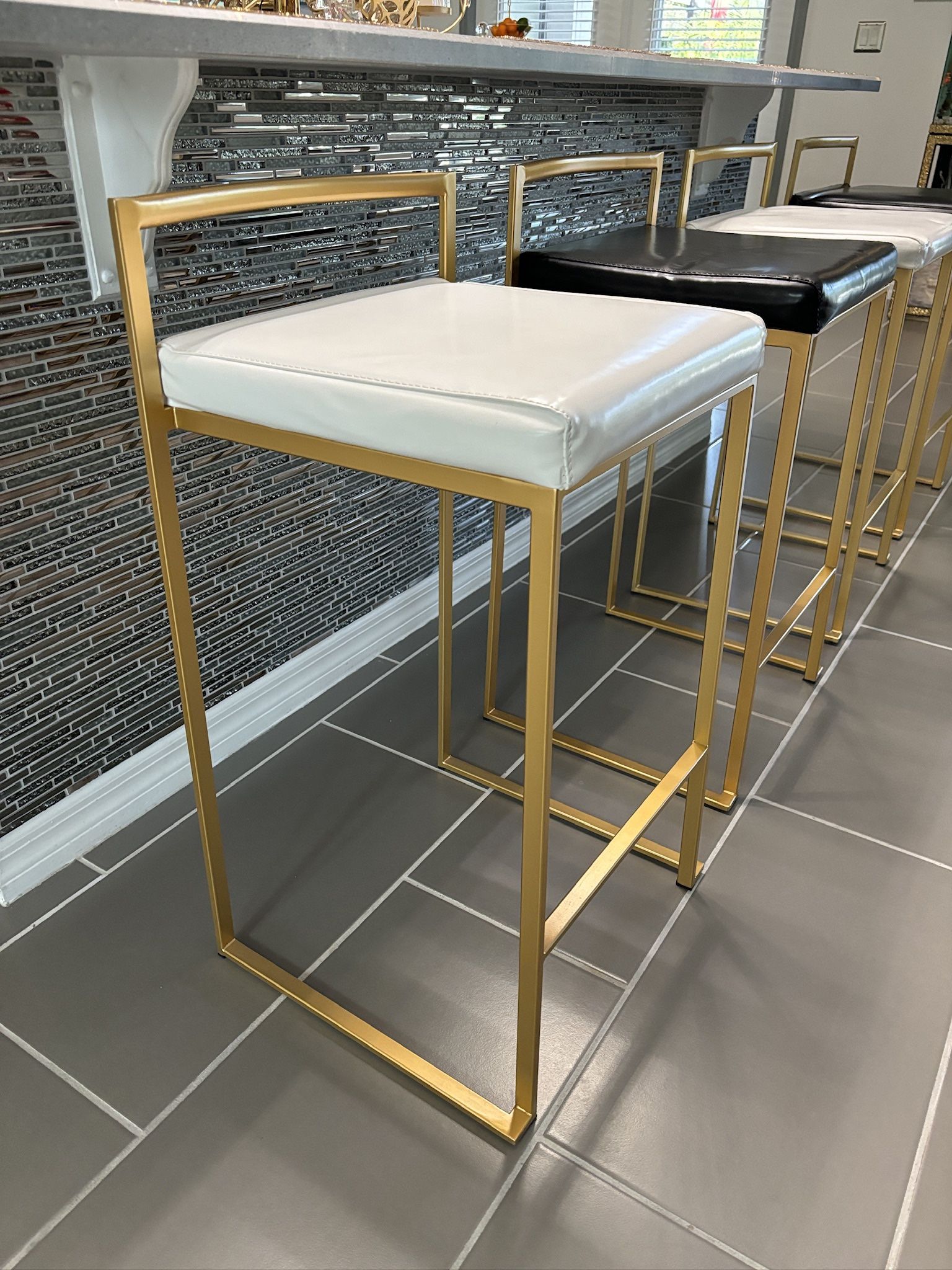 Black and White Leather Bar Stools