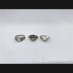 3 Vintage 925 Sterling Silver Ring Lot 10 Grams Size 6