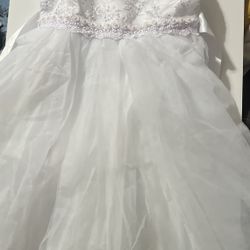 Girls White Dress Size L