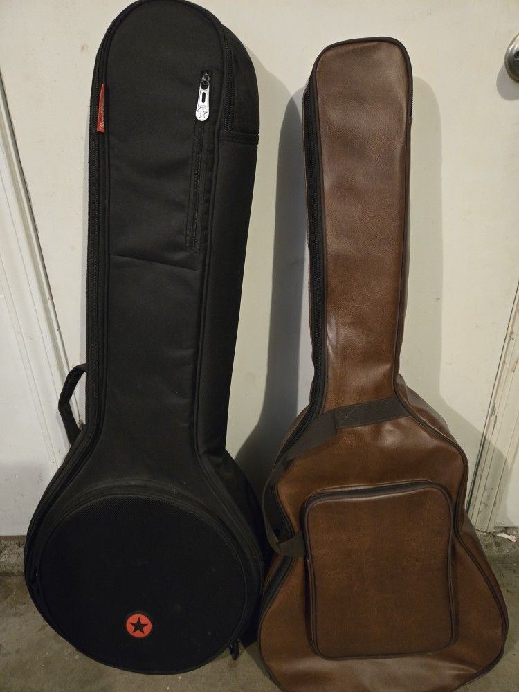 Roadrunner Banjo Gigbag And Brown Leather Gigbag