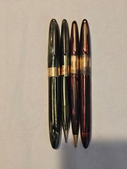 Vintage Sheaffer Balance Lifetime Fountain Pen & Pencil Set 14K Nib Striated Celluloid