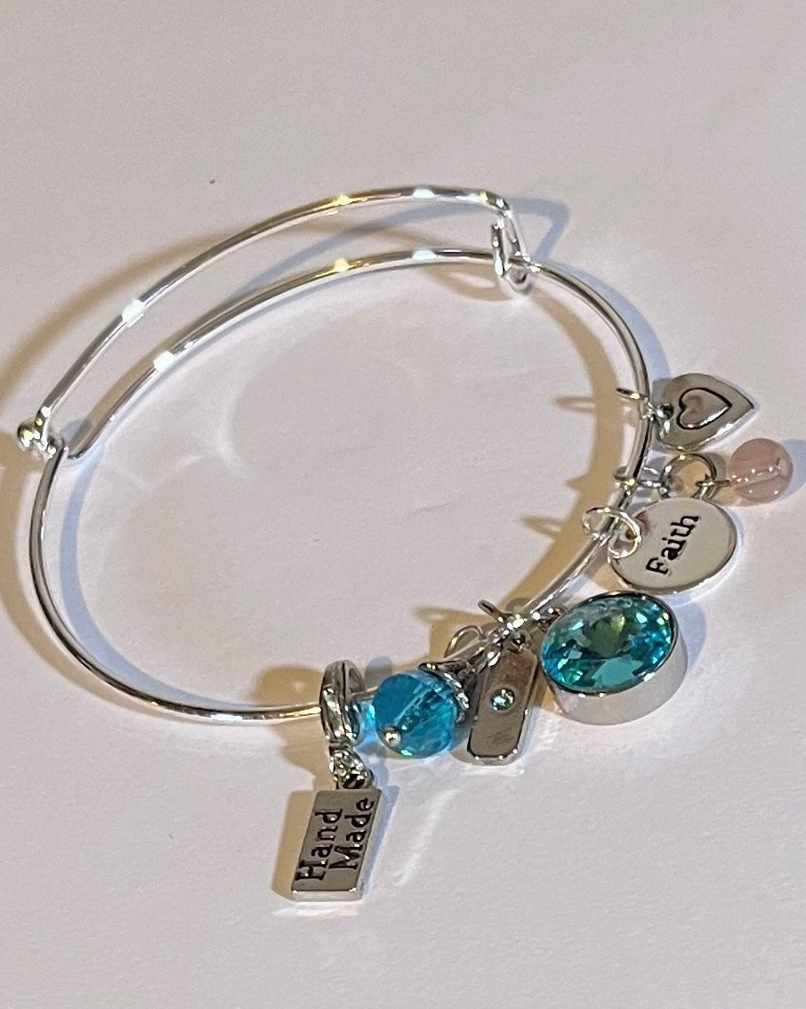 “Embrace Your Faith” Handcrafted Charm Bangle Bracelet