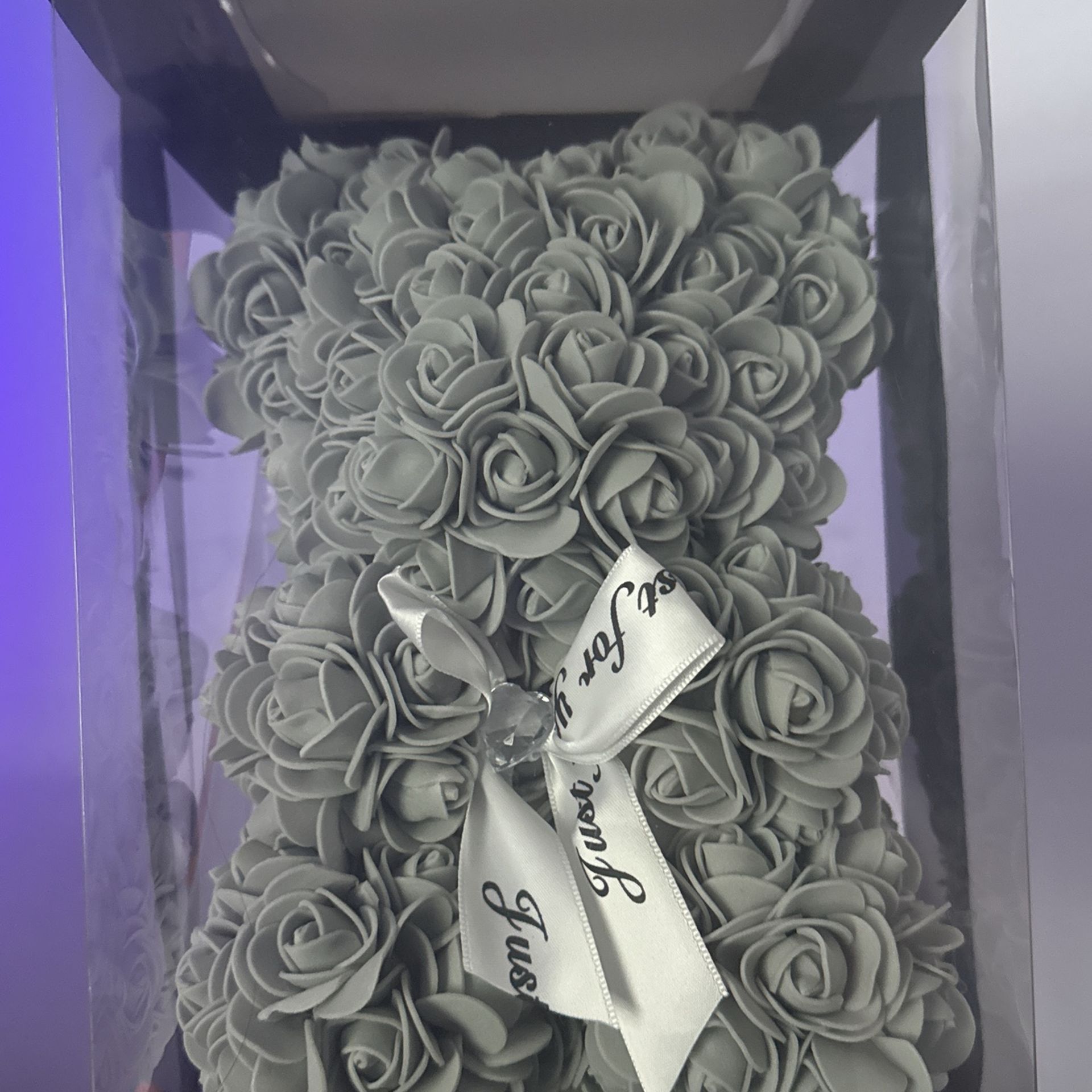 Gray Styrofoam Rose Bear Valentine’s Day Gift