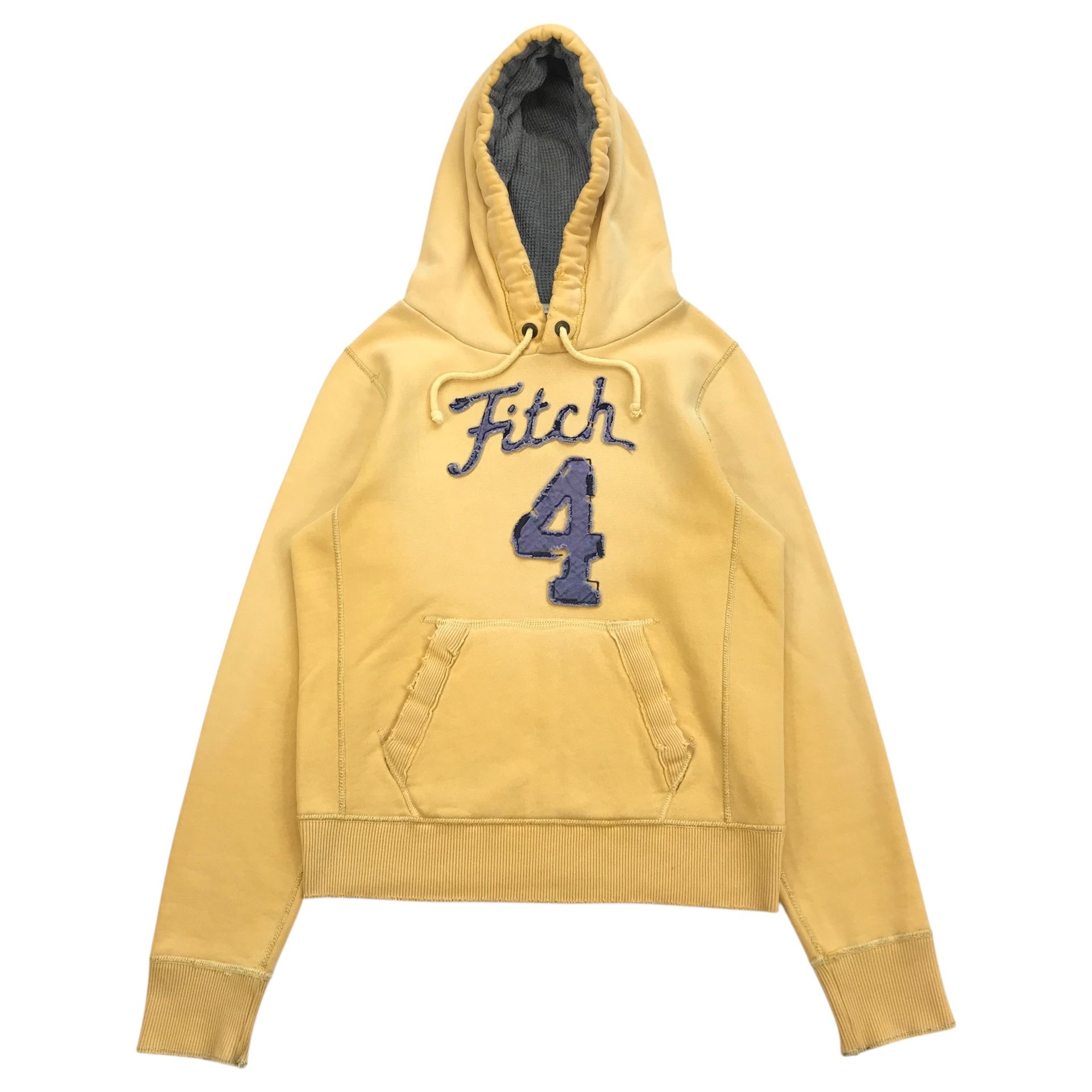 Abercrombie & Fitch Hoodie Mens Medium M Yellow Sweatshirt Pullover Fitch 4 Y2K