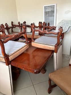 wood table with 8 chairs