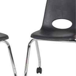 Factory Direct Partners 10372-BK 18" Mobile School Chair with Wheels for Kids, Teens and Adults; Ergonomic Seat for in-Home Learning, Classroom or Off