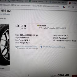 Tires 225/40ZR18/92wXL Advanta