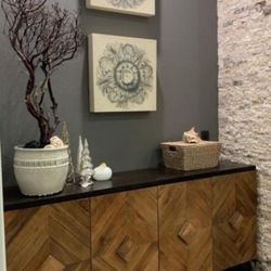 Solid Wood Two Tone Brown Accent Cabinet 🌟 Brand New 👍 In Stock ✅