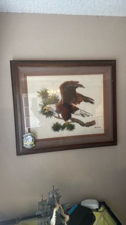 Framed Bald Eagle Embroidered Art  by Potter