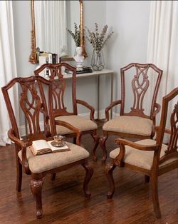 Set of 4 Vintage Style Wood Armchairs