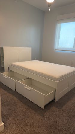 Ikea full bed frame with storage & headboard & mattress
