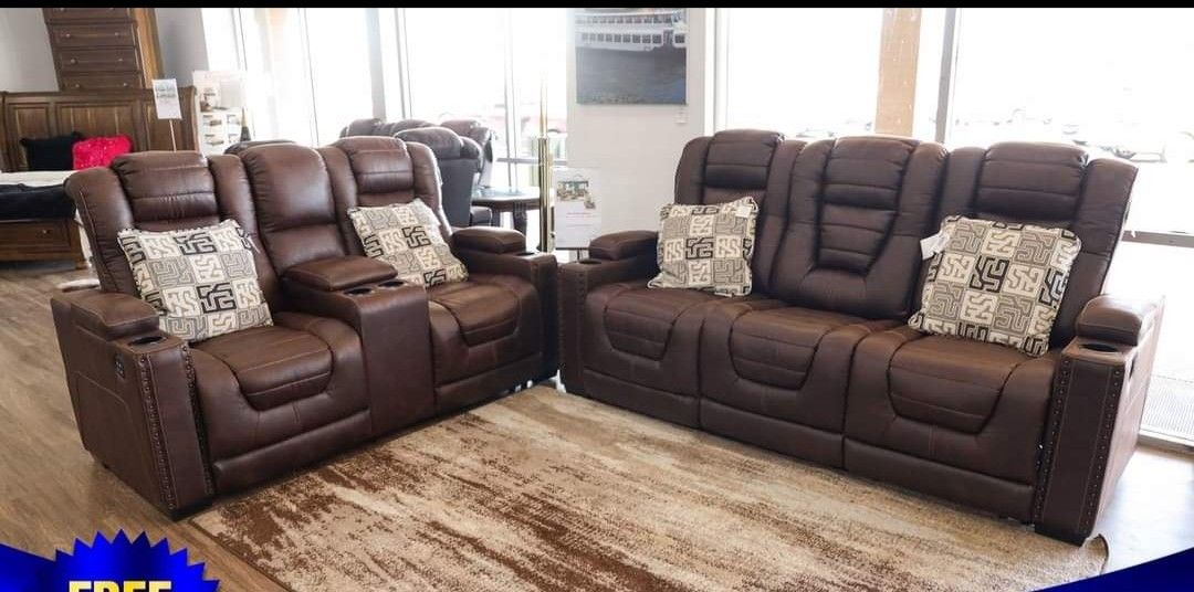 ⭐ Owners Box Thyme Power Reclining Living Room Set Sofa Loveseat. Delivery Available