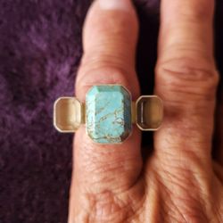 Vintage 80'S Silver Mens Womens Turquoise Ring