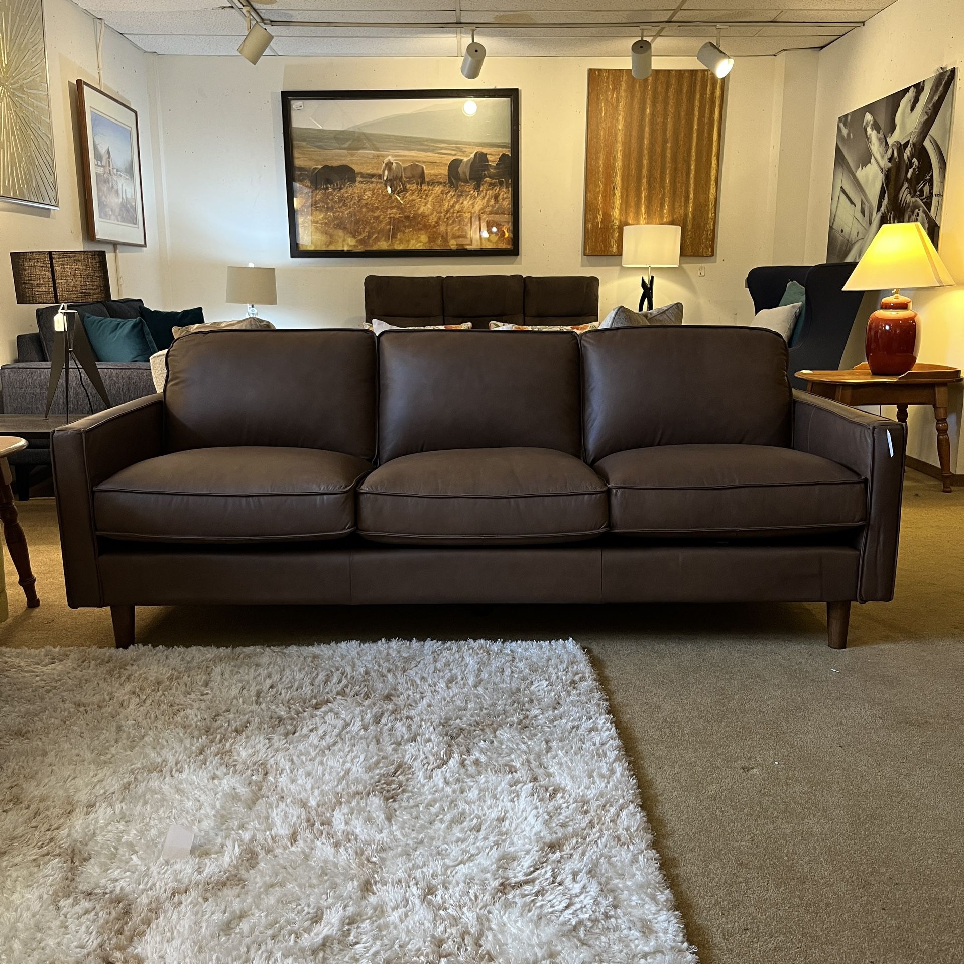 Top Grain Brown Leather Sofa