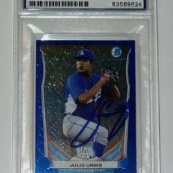 JULIO URIAS SIGNED AUTO'D 2014 BOWMAN CHROME MINI BLUE REFRACTOR PSA/DNA /250 RC