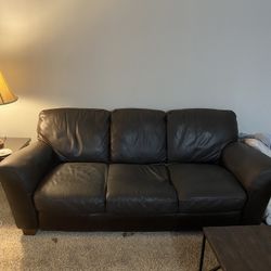 Leather sofa and loveseat