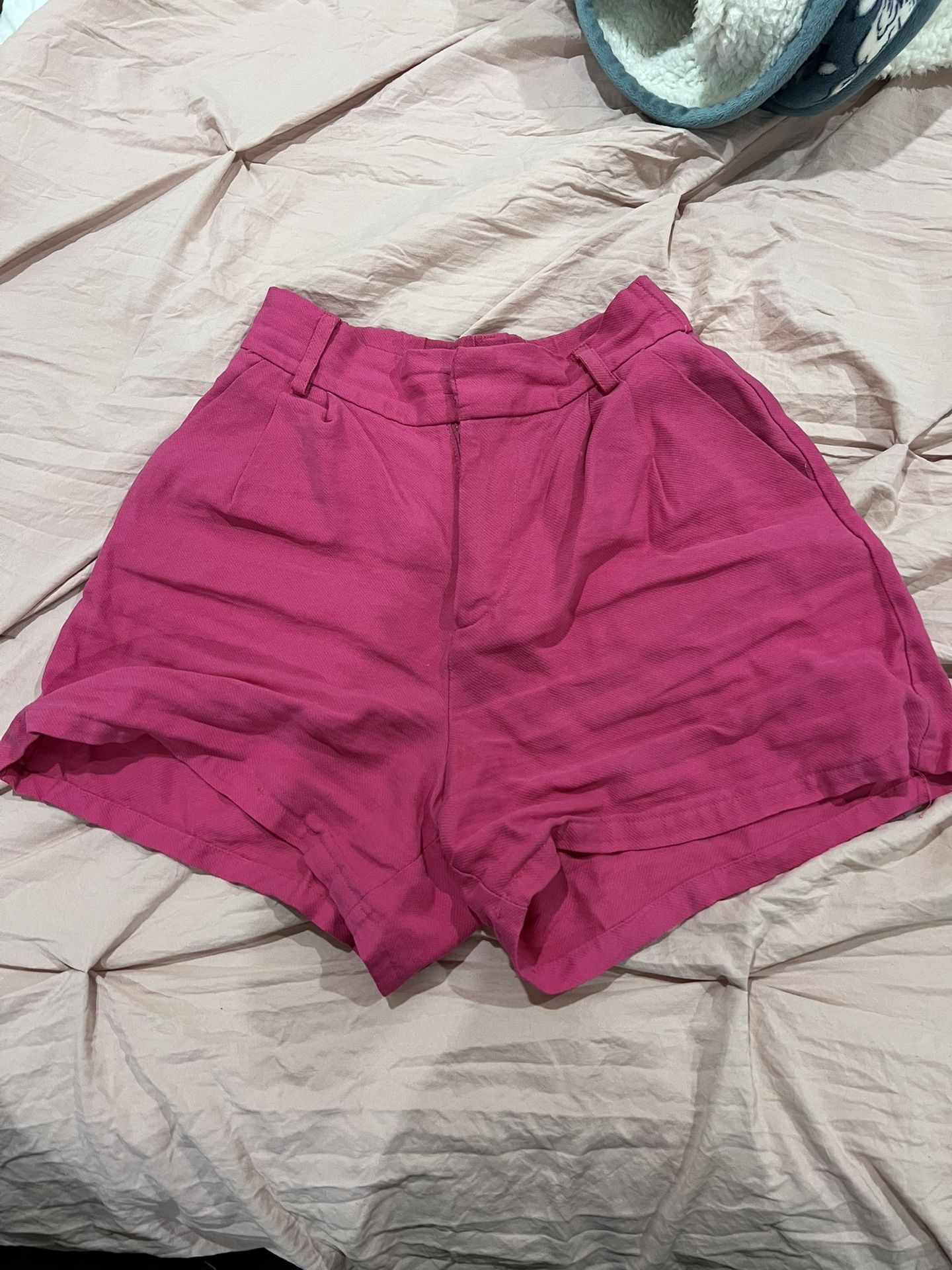 Pink linen pants shorts summer xs