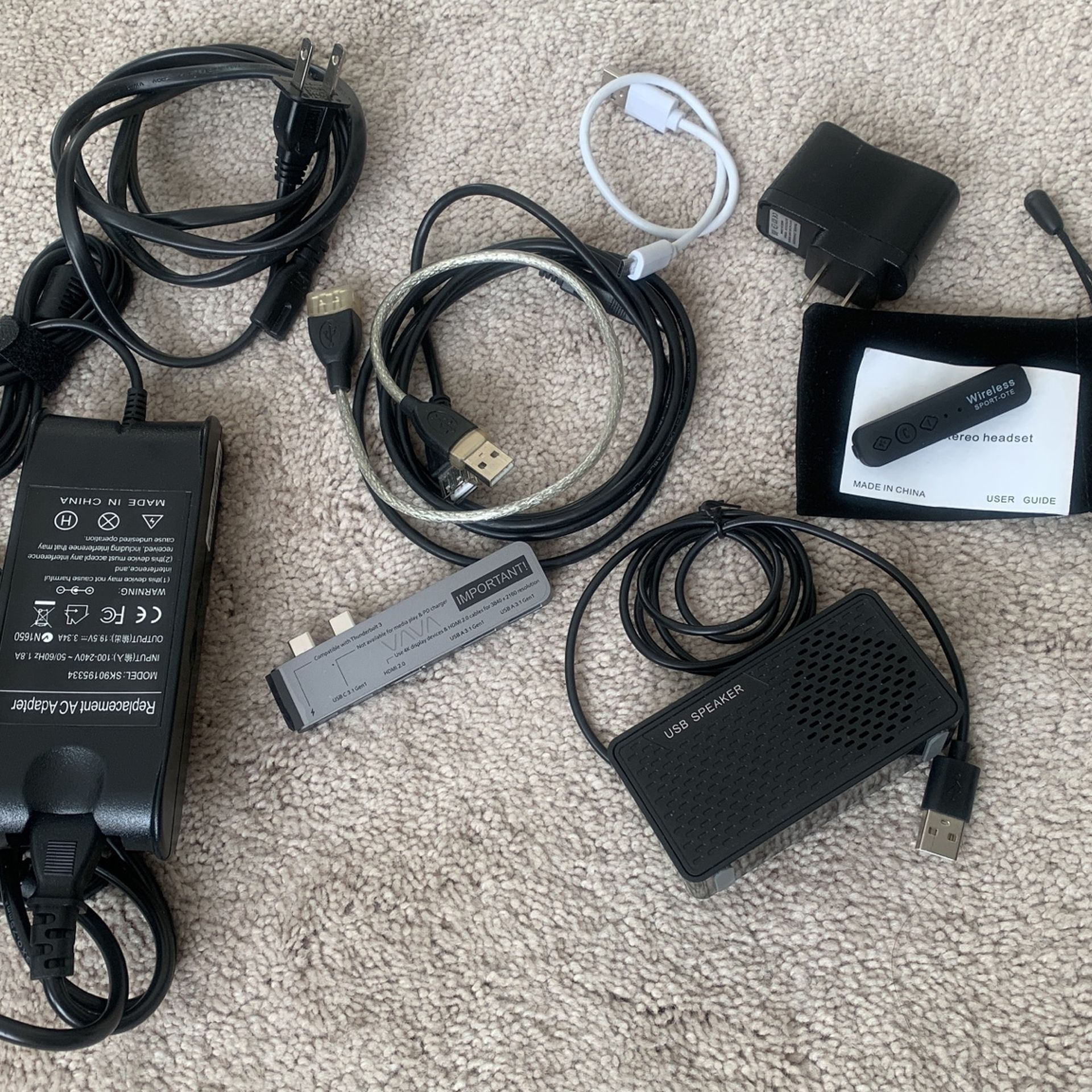 All Cables And Usb - C Hub Wireless Headset