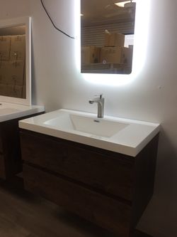 36” wall mount vanity rosewood color