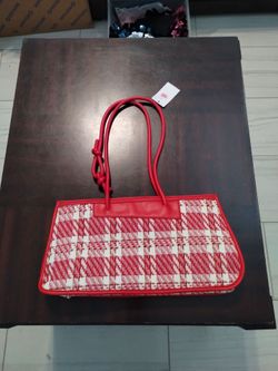 new red and white tote bag 8" x 15"