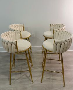 27" Beige Bar Stool Set of 4