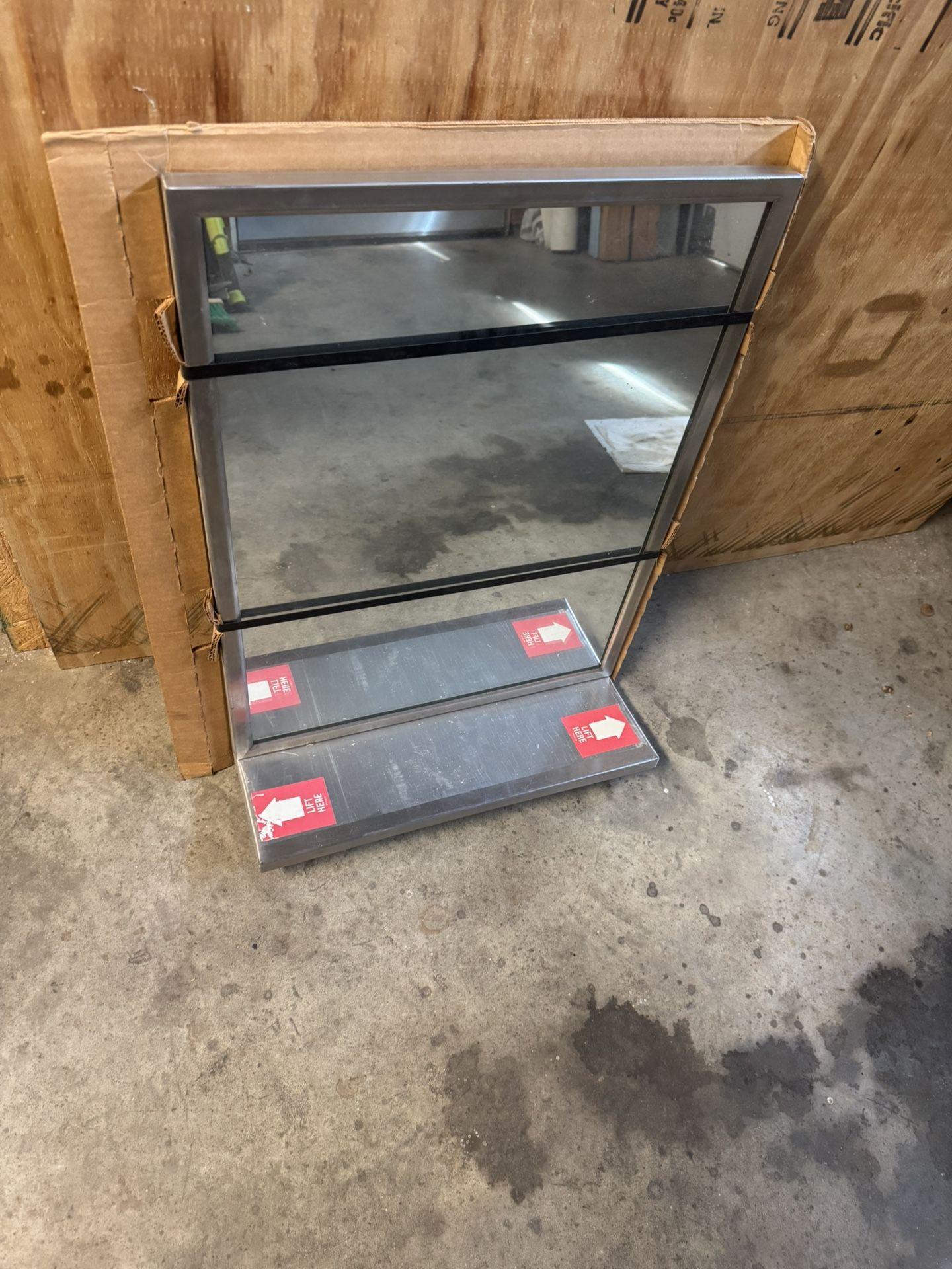 Brand New Bobrick Stainless Steel Angle Frame Mirror with Shelf - Float Glass