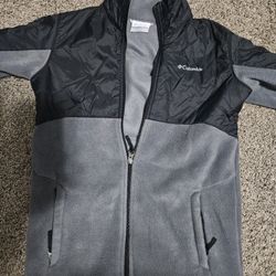 Columbia Gray & Black Full Zip Fleece Jacket Youth Medium 10/12