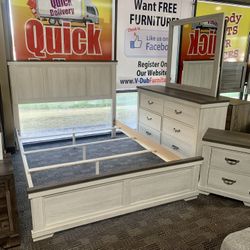 White And Brown Queen Bedroom Set 