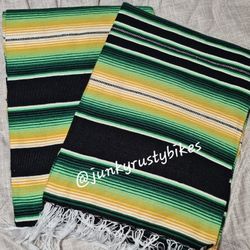New Green Black Yellow 5x7 Serape Sarape Zarape Mexican Blanket 