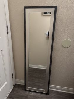 Tall Wall Mirror with Silver & Black Frame