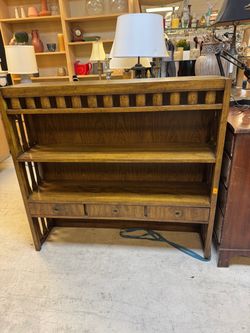 Vintage Wood Bookcase with Drawers